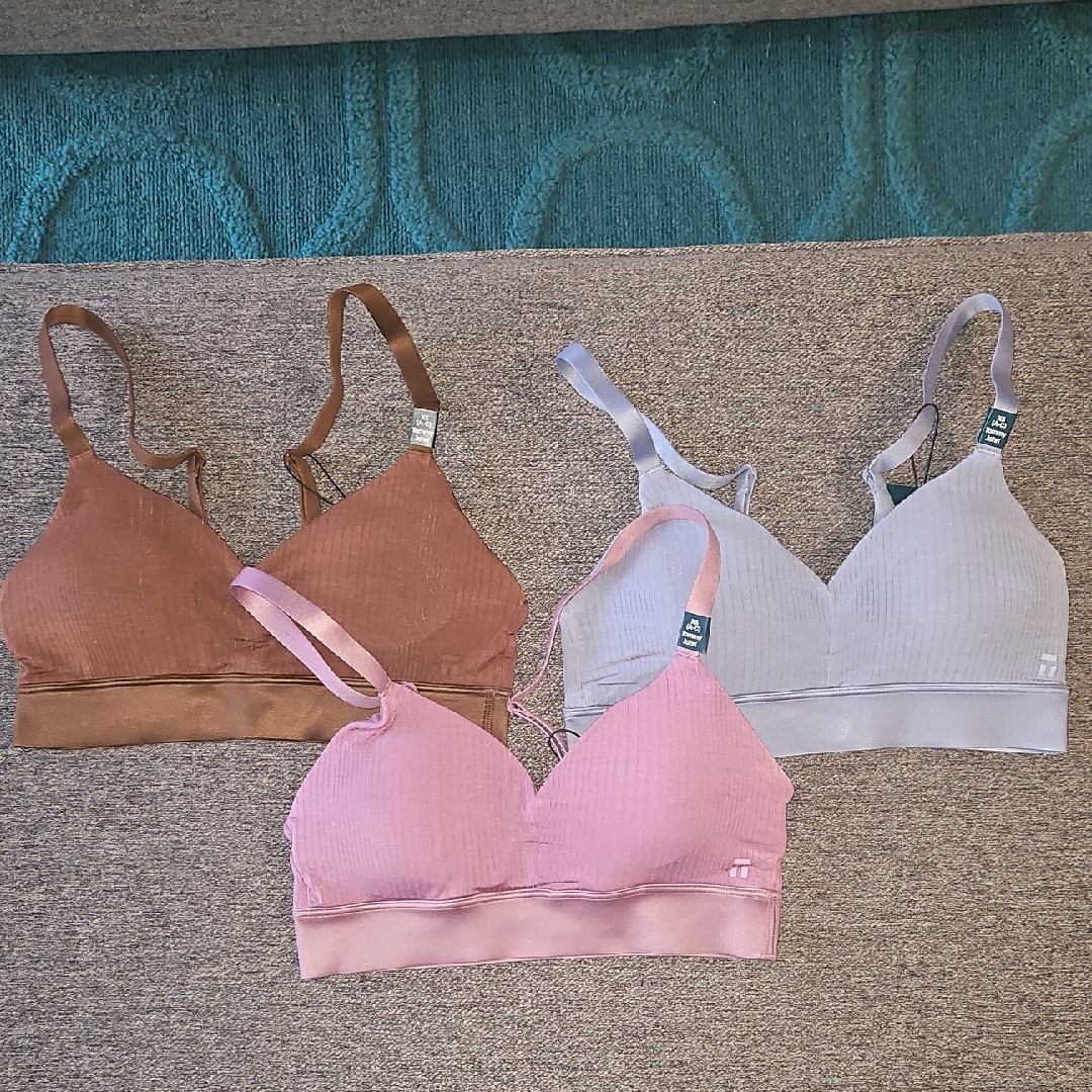 Tommy John Luxe Rib Bralettes - Blue, Purple, Brown Xs